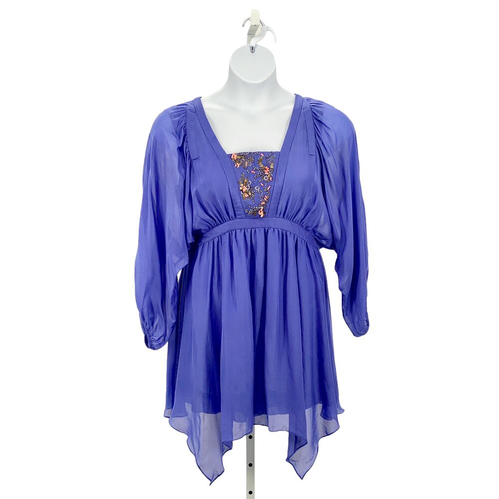 Leifsdottir Anthropologie Kelwa Blue Silk Dress 10